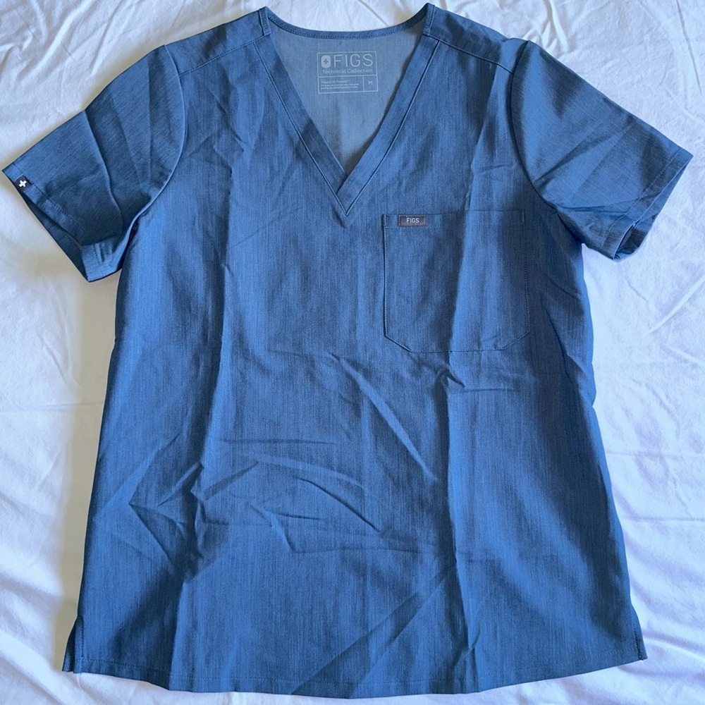 Figs Catarina One-Pocket Limited Edition Heather Indigo Scrub Top